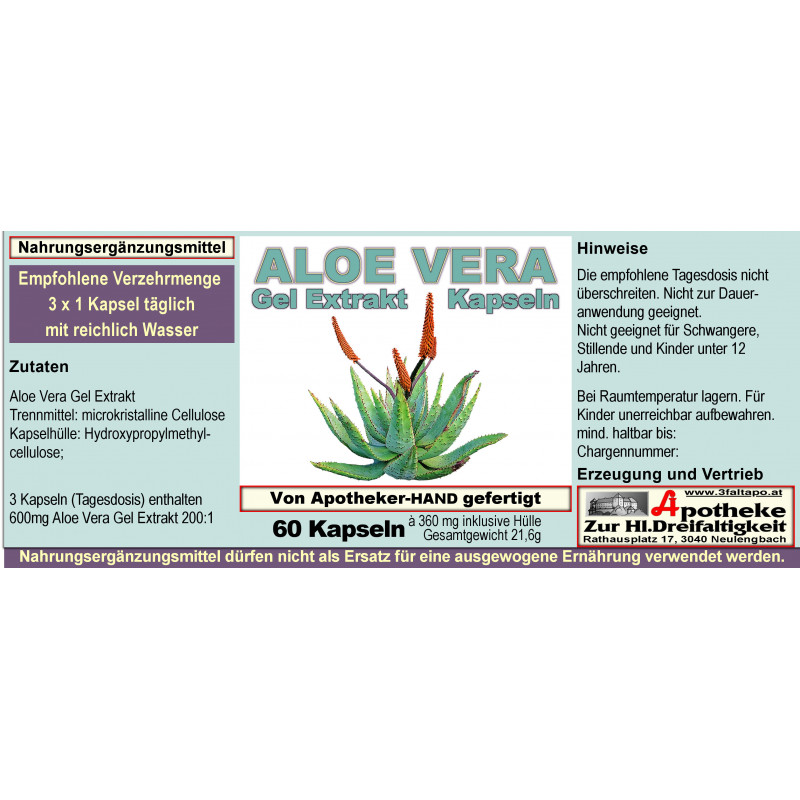 Aloe Vera 200mg Extrakt Kapseln